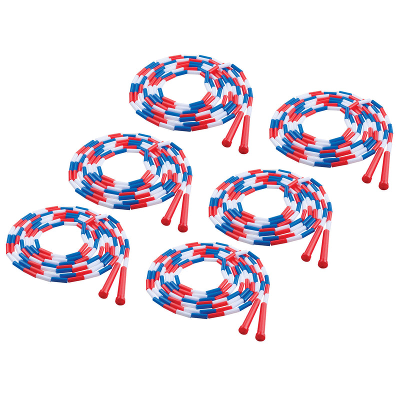 (6 Ea) Plastic Segmented Ropes 16ft Red White & Blue