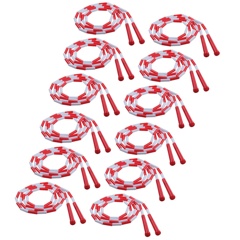 (12 Ea) Plastic Segmented Ropes 7ft Red & White