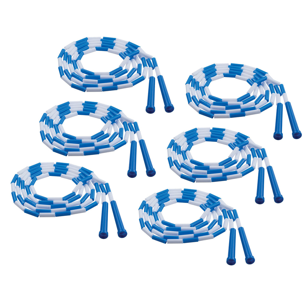 (6 Ea) Plastic Jump Rope Blue White Segmented 9ft