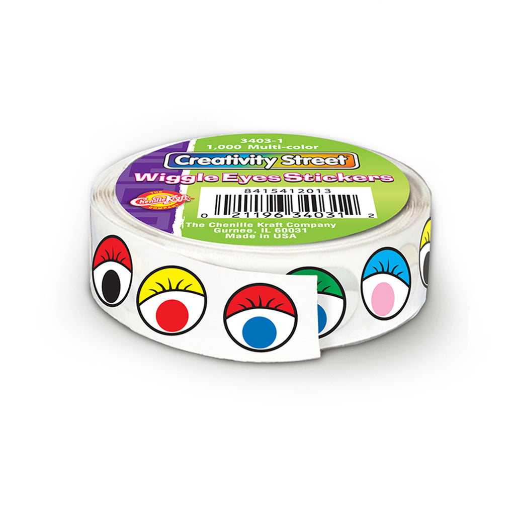 (2 Pk) Wiggle Eyes Stickers On A Roll Multi-color