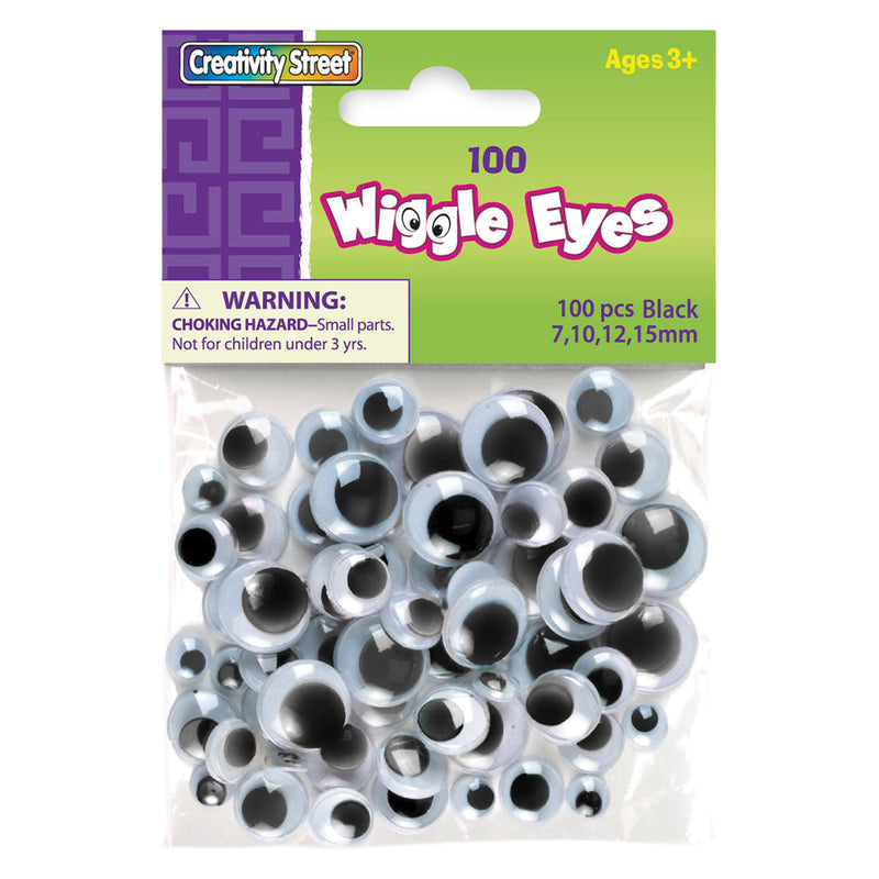 (6 Pk) Wiggle Eyes Asst Size 100 Black