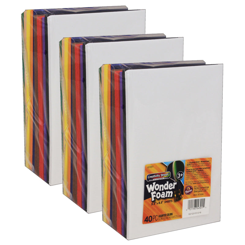 (3 Pk) Wonderfoam Sheets 40 Per Pk Asstd Sheets