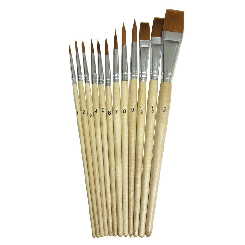 (3 St) Watercolor Brushes 12 Per Pk Assorted Sizes