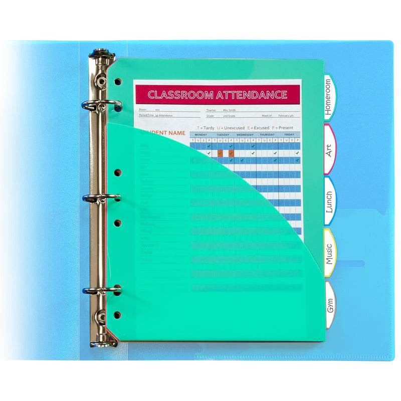 Mini Size 5 Tab 5pk Poly Index Dividers With Pockets
