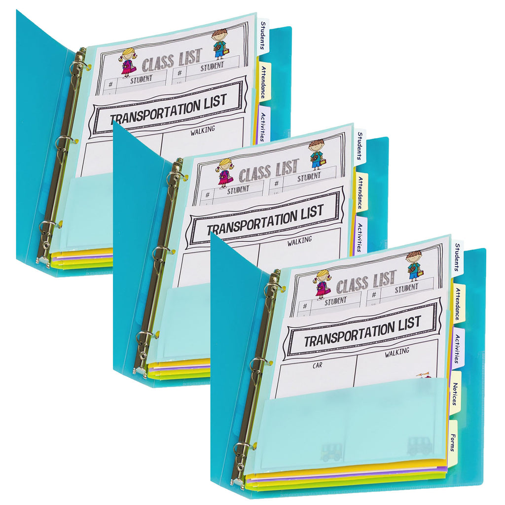 (3 Pk) 5 Tab Index Dividers With Multi Pockets