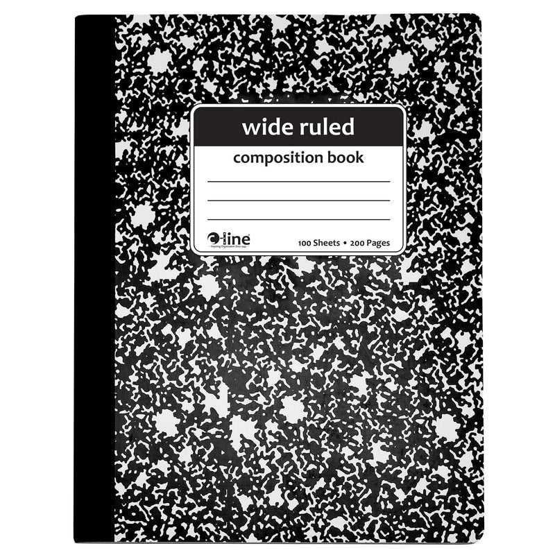 Composition Notebook, 100 Page, Wide Ruled, Black Marble, Pack of 12