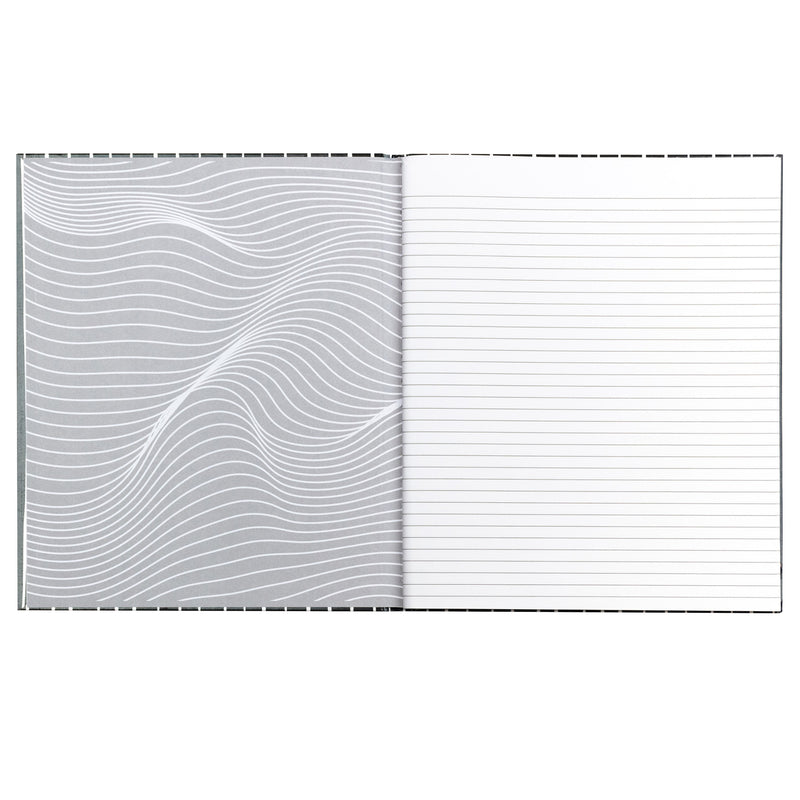Professional Hardbound Notebook, 96 Page, College Ruled, 8-1-2" x 10-7-8", Charcoal & White Stripes
