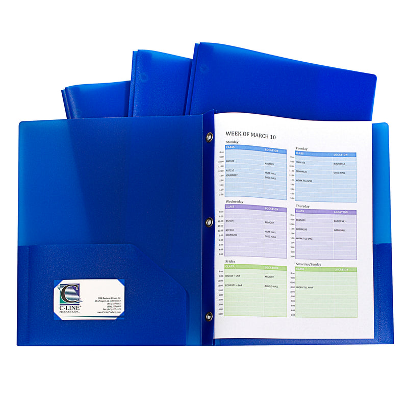 Blue Two Pocket Poly Portfolios With Prongs Pack Of 10