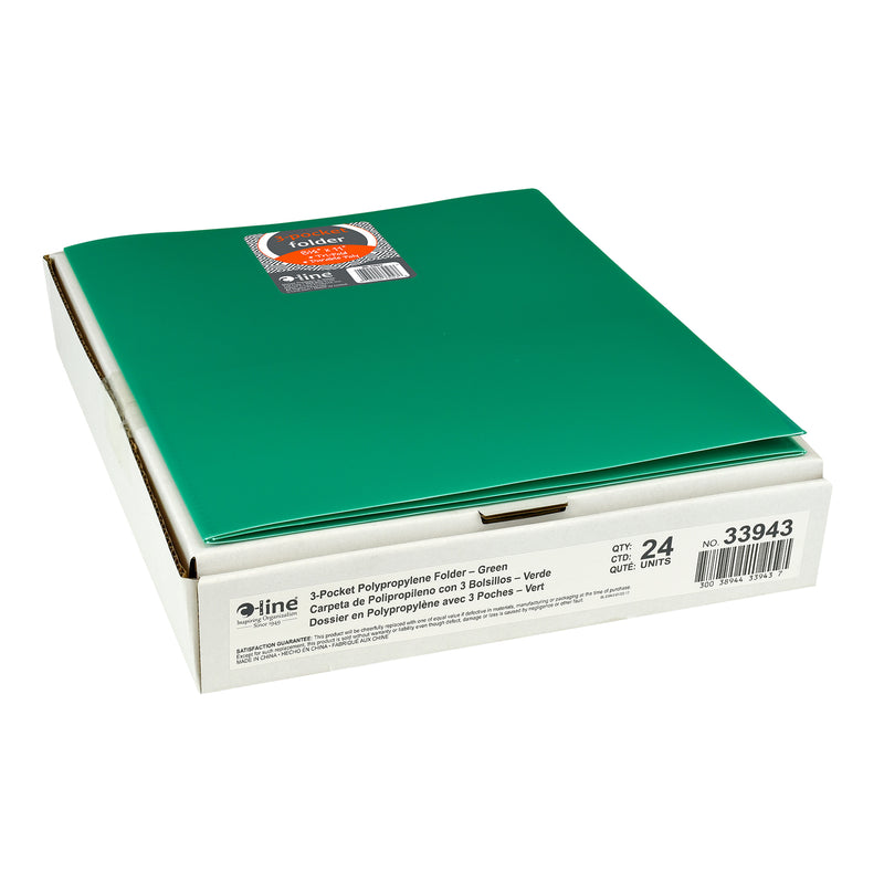 (24 Ea) Grn Tri Fold Pocket Folder Poly