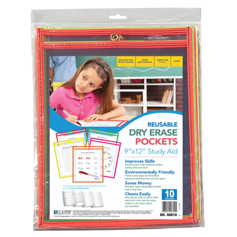 Reusable Dry Erase Pockets 10-pk