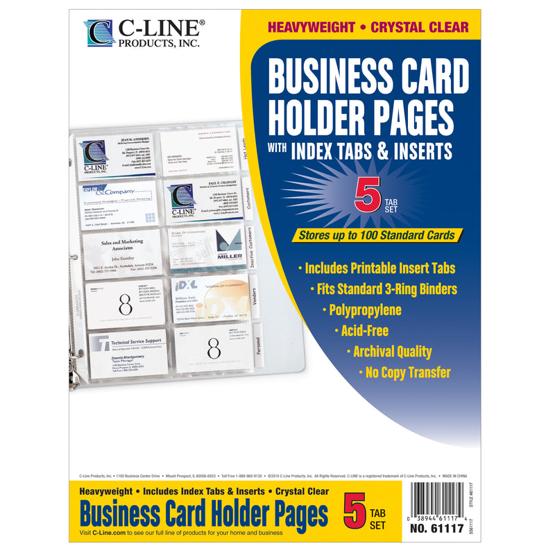 (5 Pk) Business Card Hold Poly Tabs