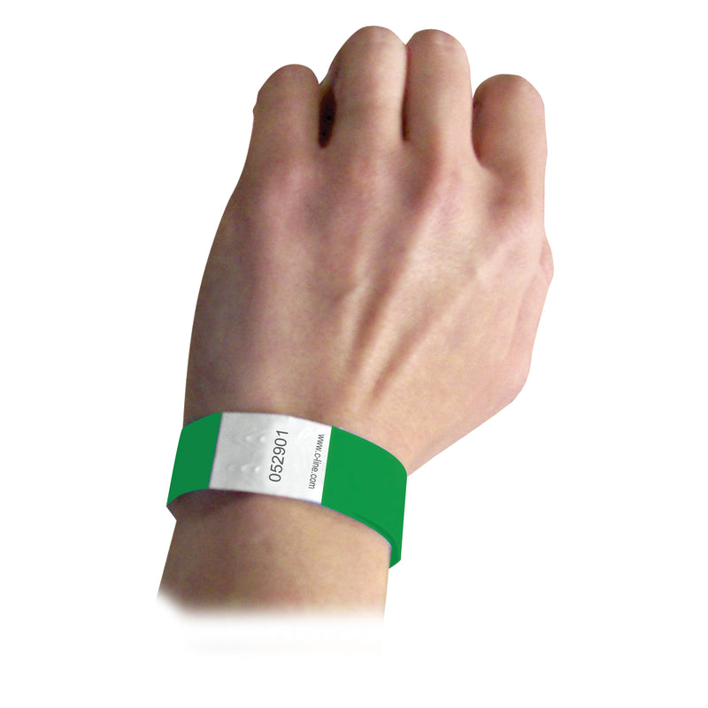 C Line Dupont Tyvek Green Security Wristbands 100pk
