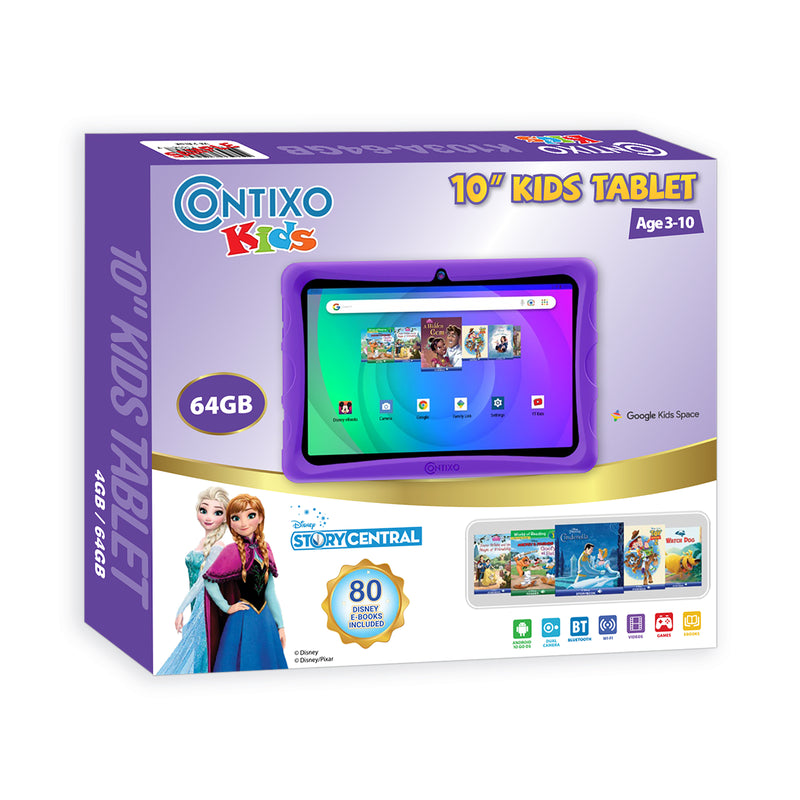 K103-A Purple 10-Inch Kids 64GB HD Tablet