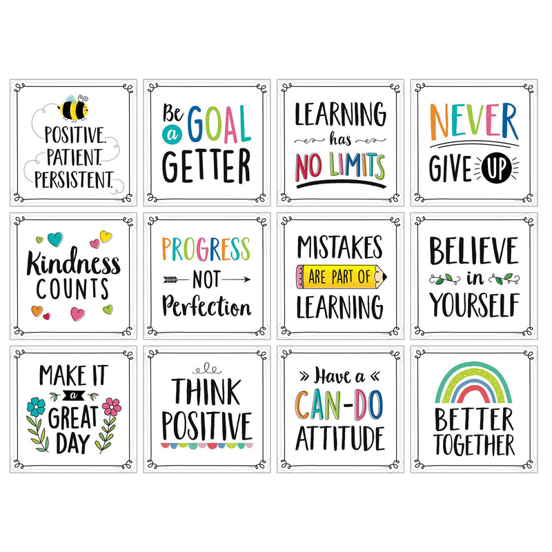 Positive Mindset 10" Designer Cut-Outs, 12 Per Pack, 3 Packs