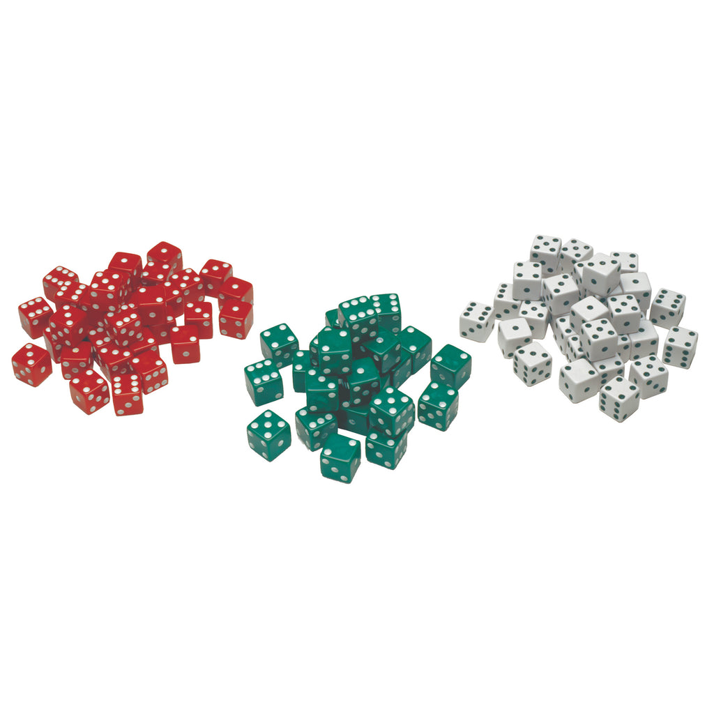 (3 Pk) Red Green & White Dot Dice 36-pk