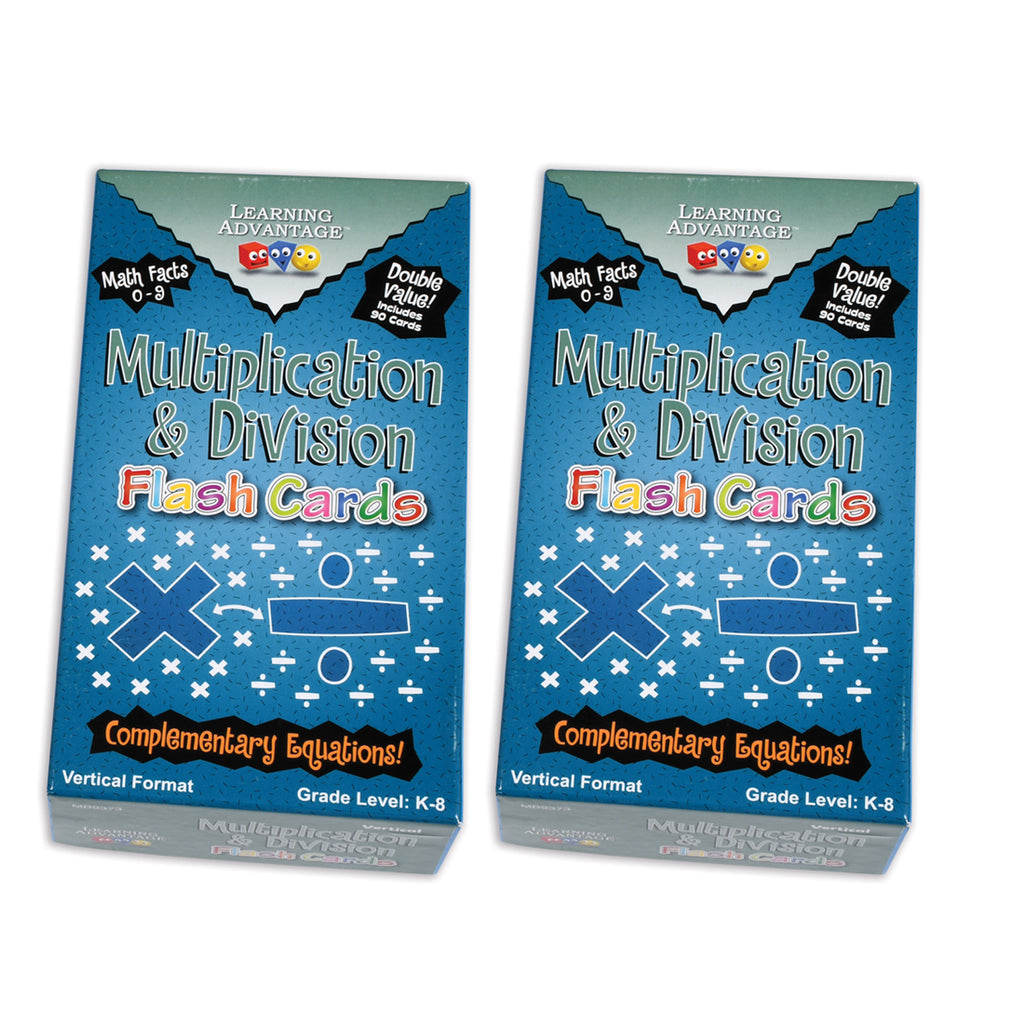 Double-Value Vertical Flash Cards - Multiplication & Division Set - 90 Per Pack, 2 Packs