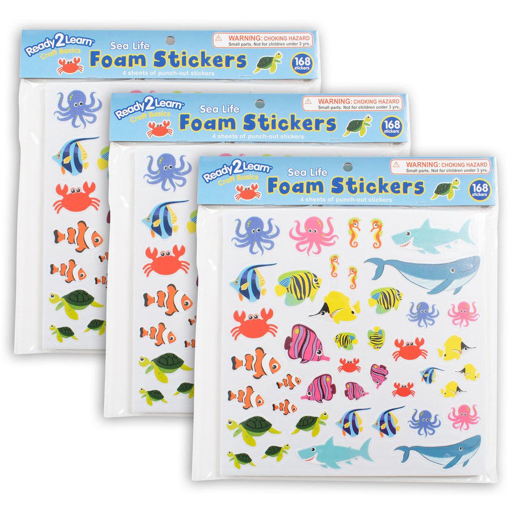 (3 Pk) Foam Stickers - Sea Life