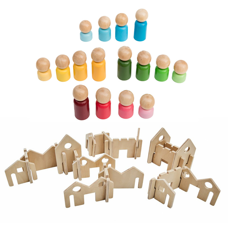 Wooden Families & Buildings Kit