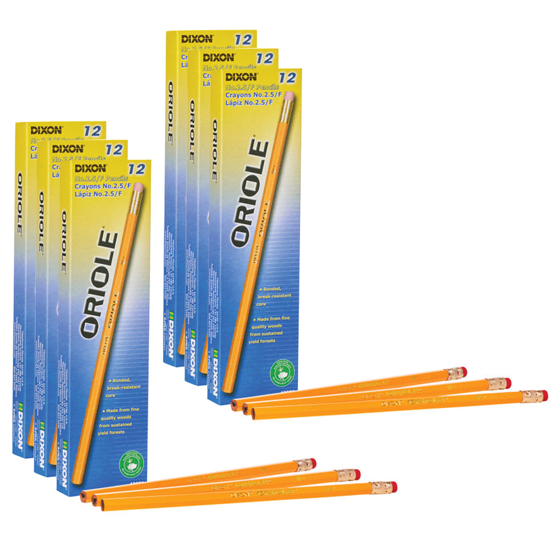 (6 Bx) Oriole Pencils No 2.5 Unshrp 12bx Medium Yellow