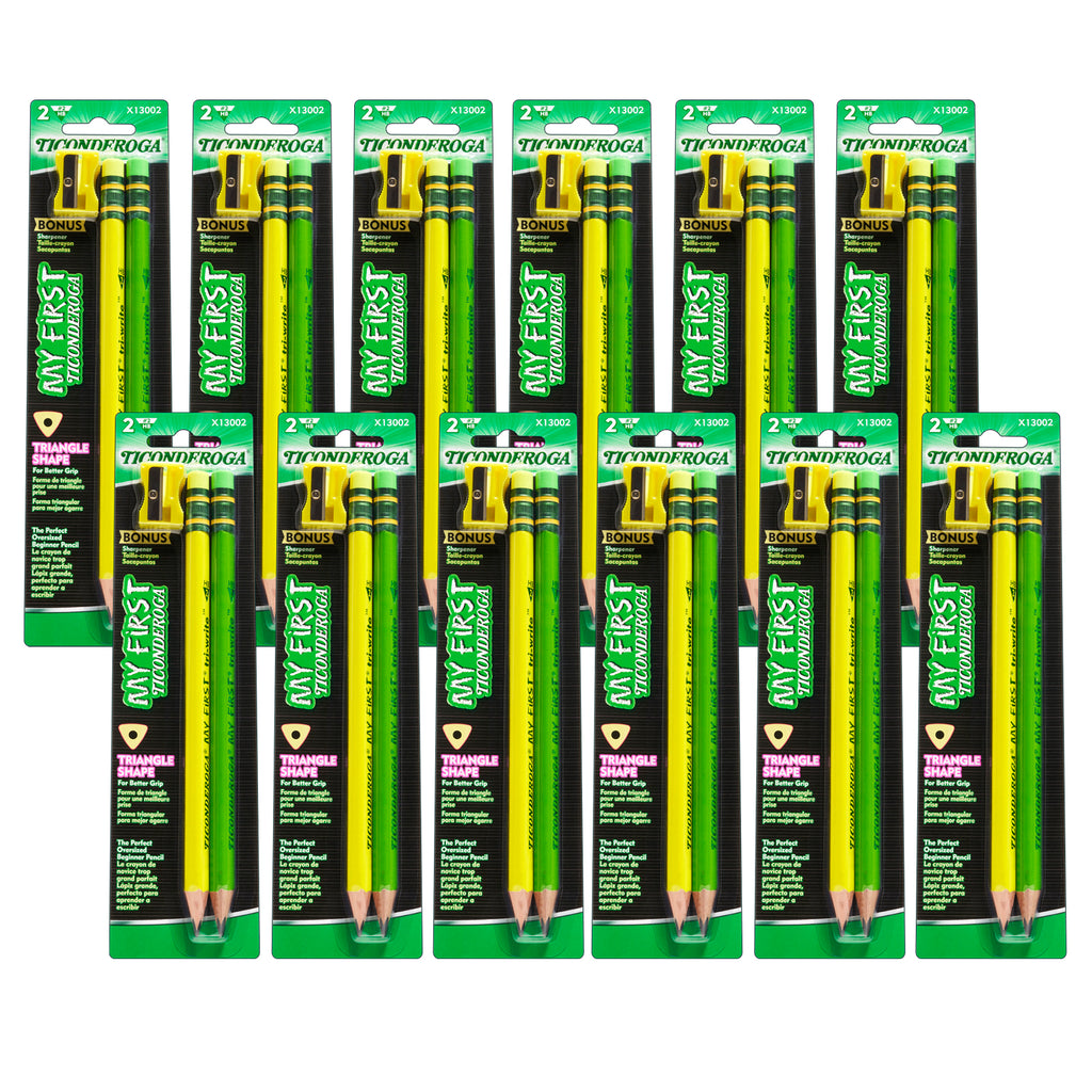 (12 Pk) Neon Ticonderoga Pencil 2 Ct W- Sharpener