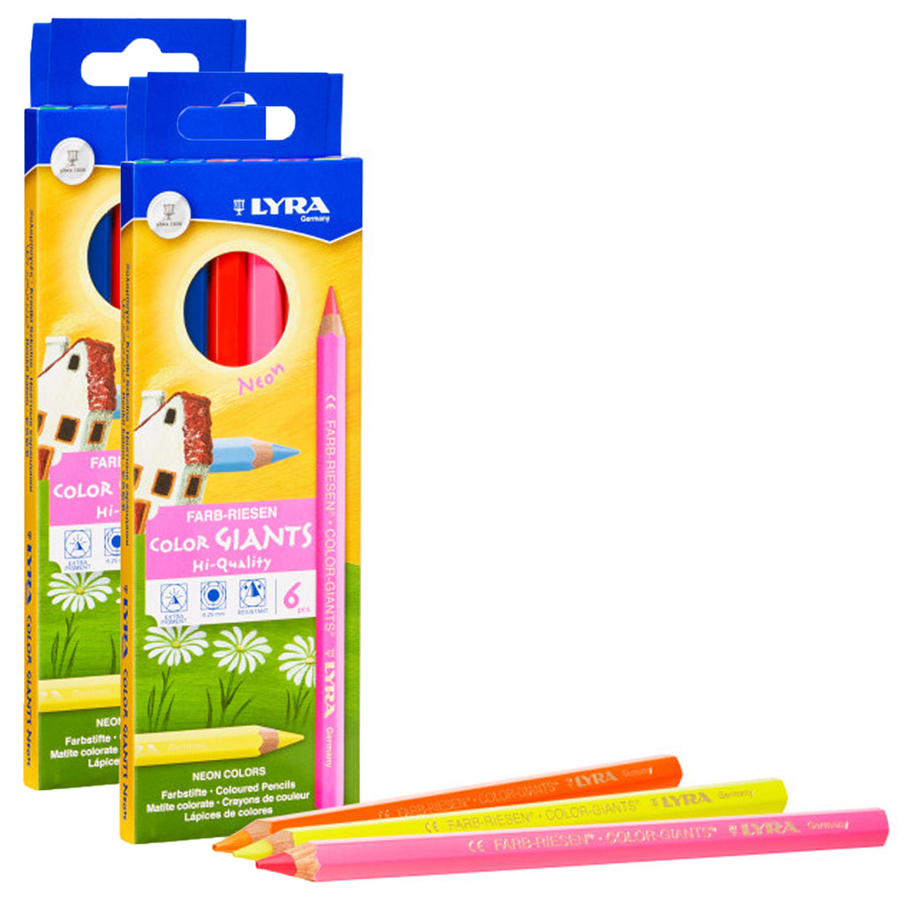 (2 Pk) Giant Colored Pencils Neon 6pk Lyra Color