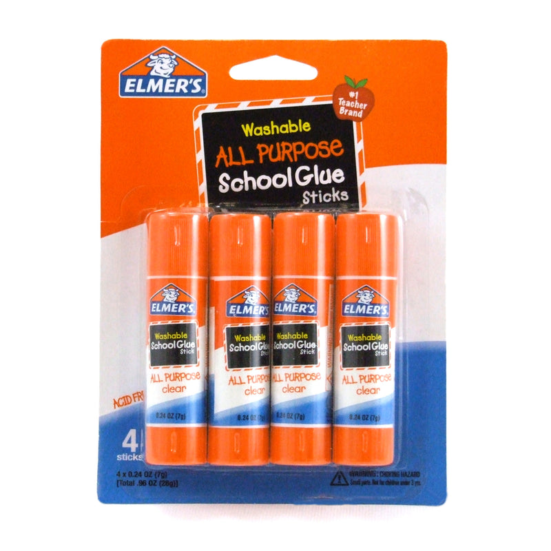 (6 Pk) Elmers School Glue Sticks All Purpose Washable 4 Per Pack