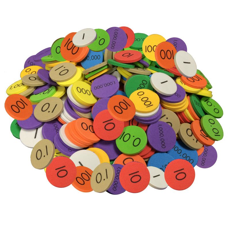 10-value Decimals To Whole Numbers Place Value Discs Set