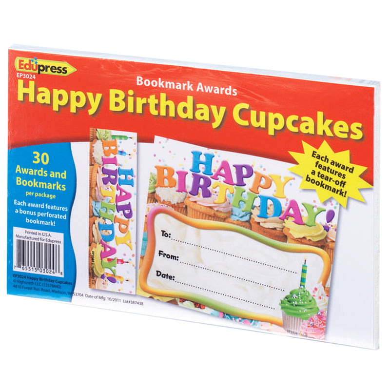 Happy Birthday Cupcakes Bookmark Award