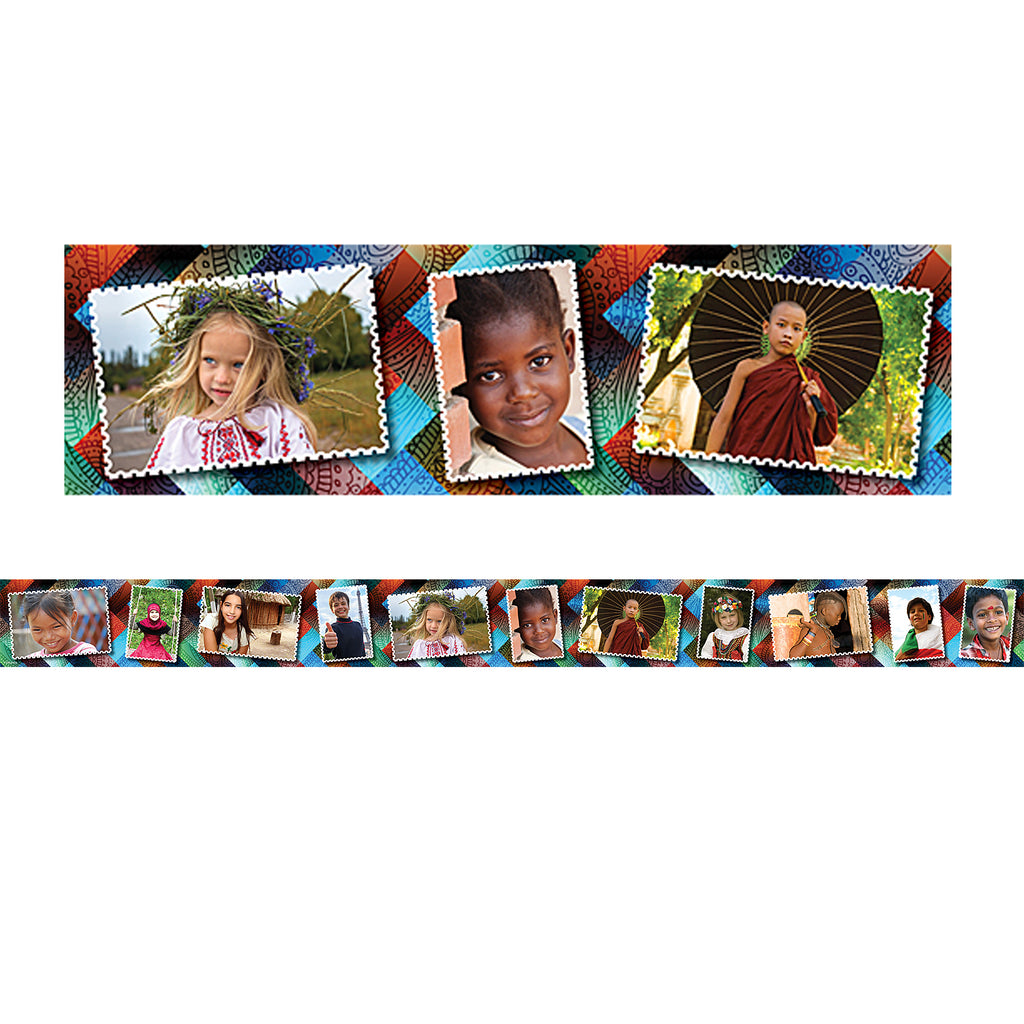 (6 Pk) Multicultural Kids Postcards Photo Border