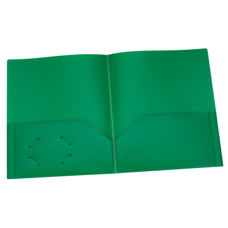 Poly Two Pocket Portfolio, Green, Pack of 25