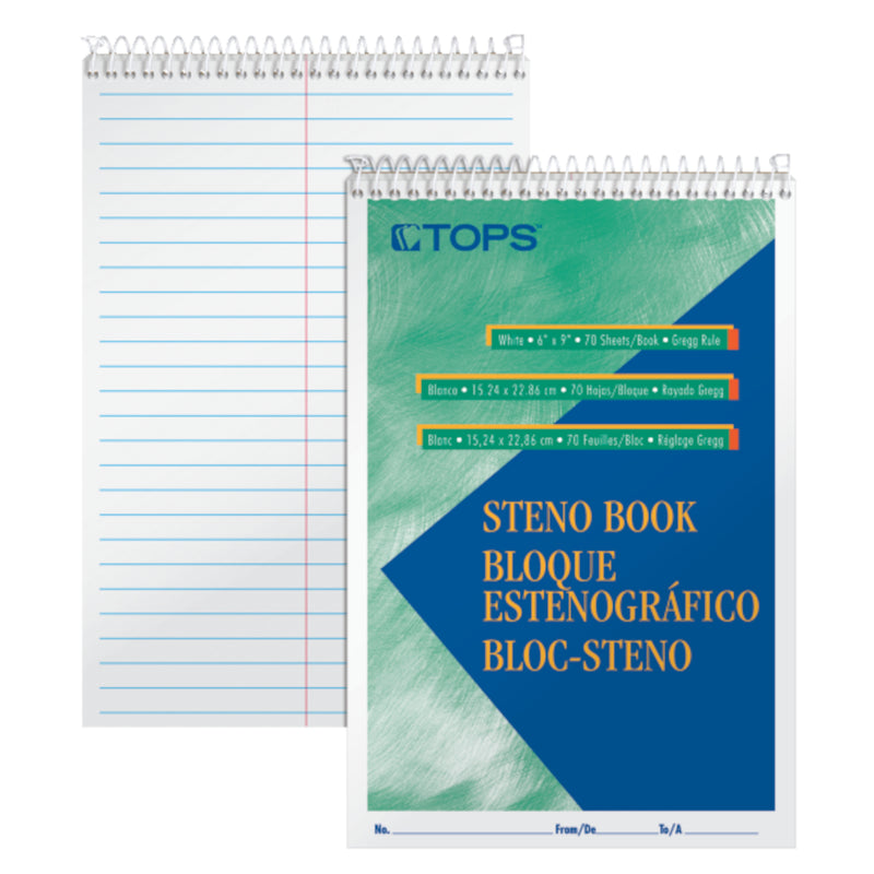 (3 Ea) White Steno Notebook 80 Shts