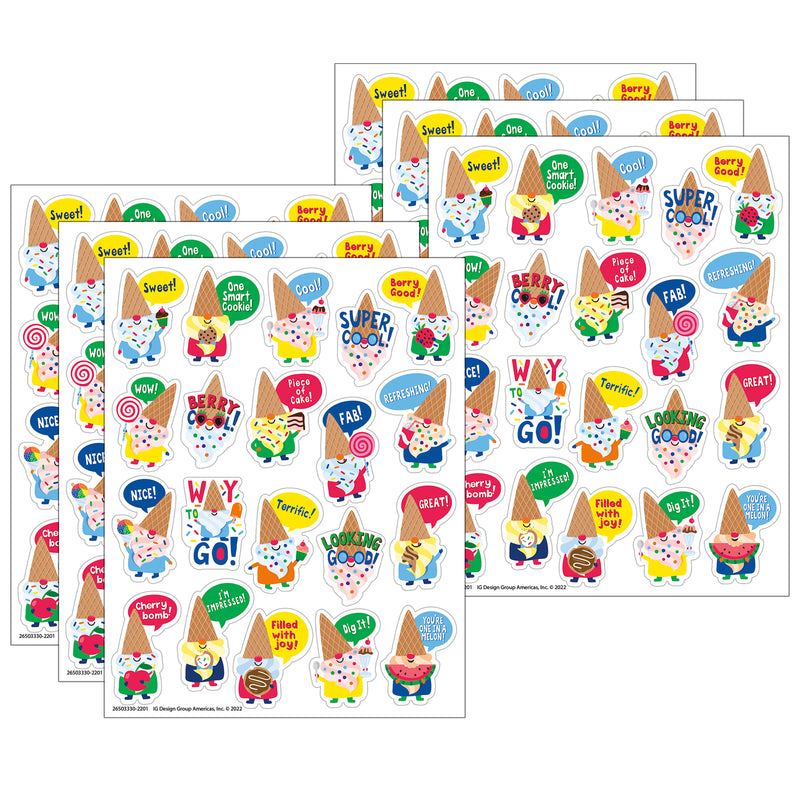 (6 Pk) Dessert Gnomes Candy Sticker Scented