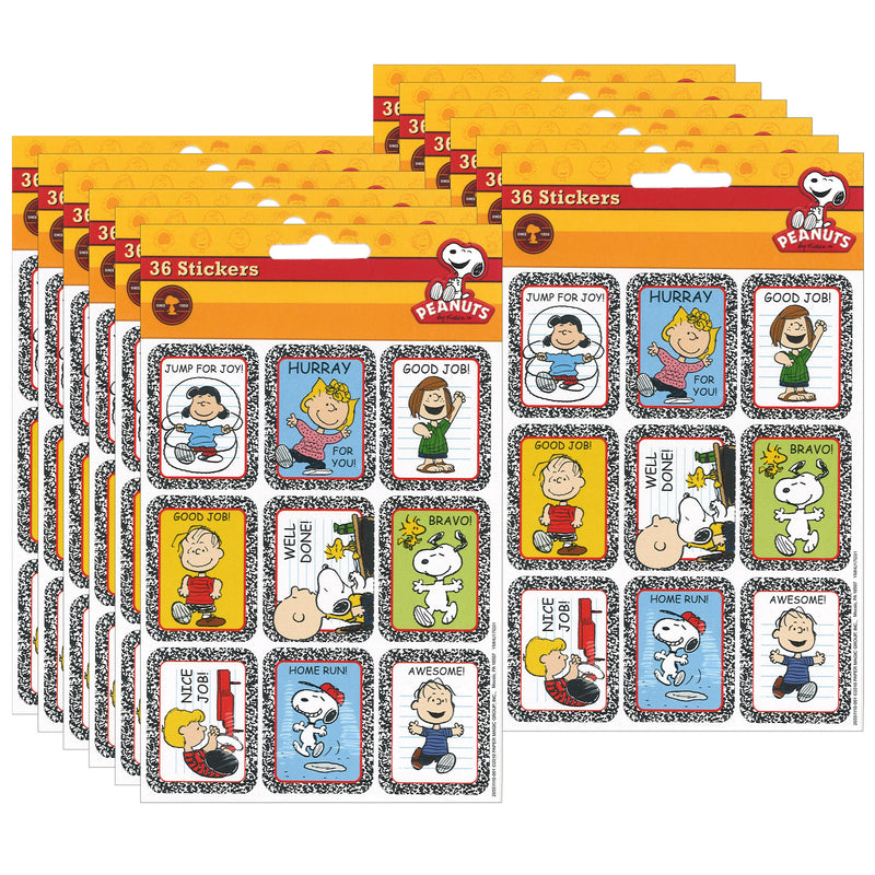 (12 Pk) Stickers Peanuts Characters