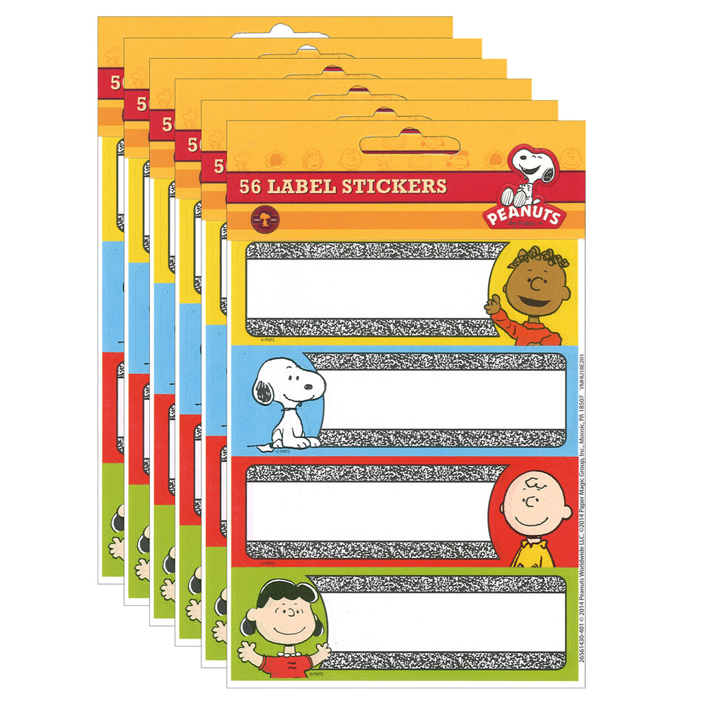 (6 Pk) Peanuts Composition Label Stickers