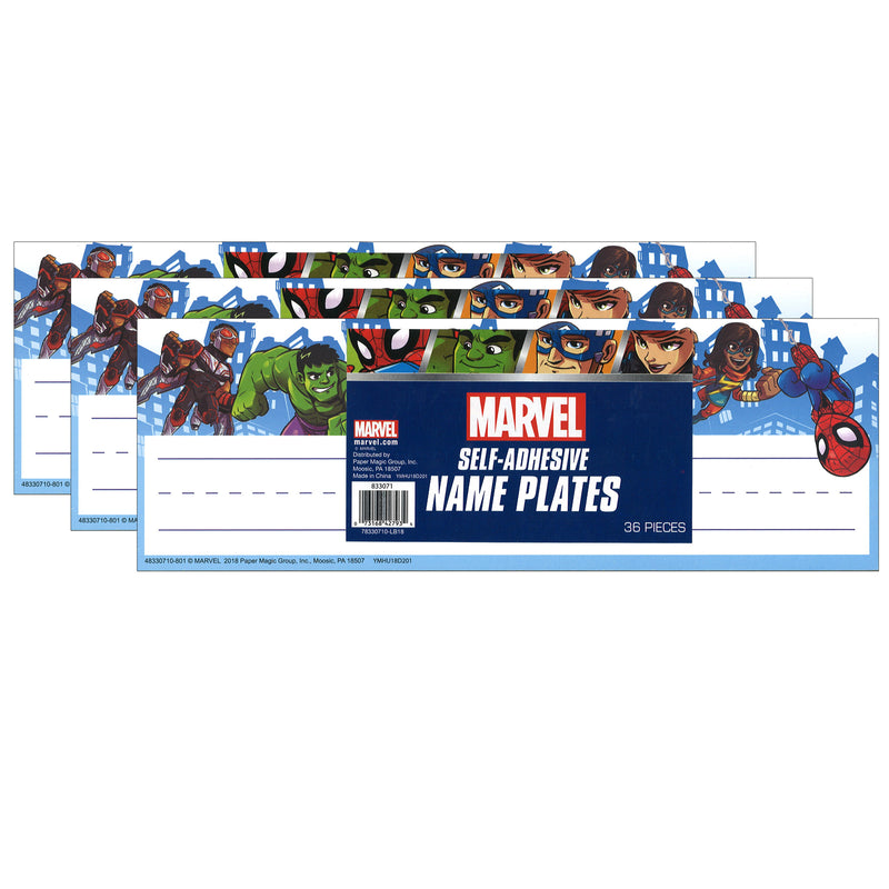 (3 Pk) Marvel Super Hero Adventure Name Plates Self Adhesive