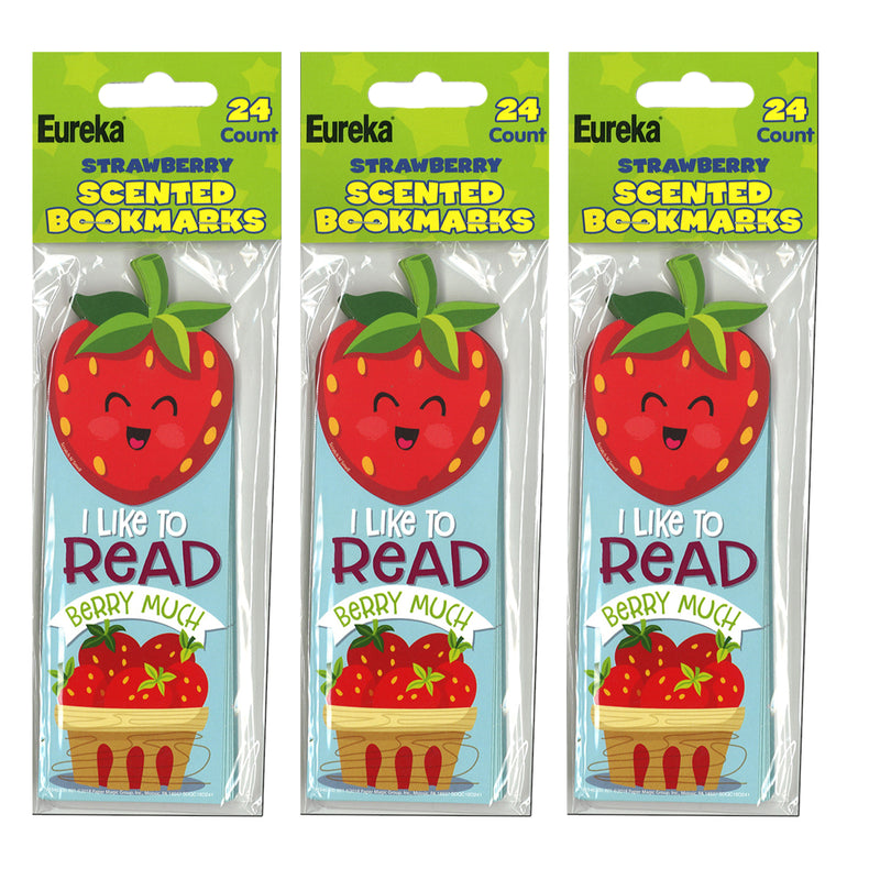 (3 Pk) Strawberry Bookmarks Scented