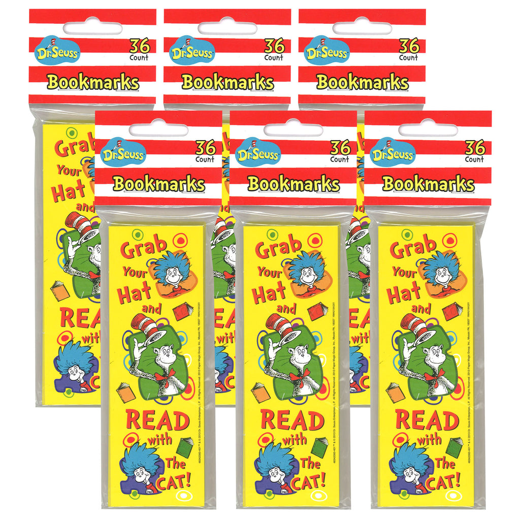 (6 Pk) Dr Seuss Grab Your Hat Bookmarks