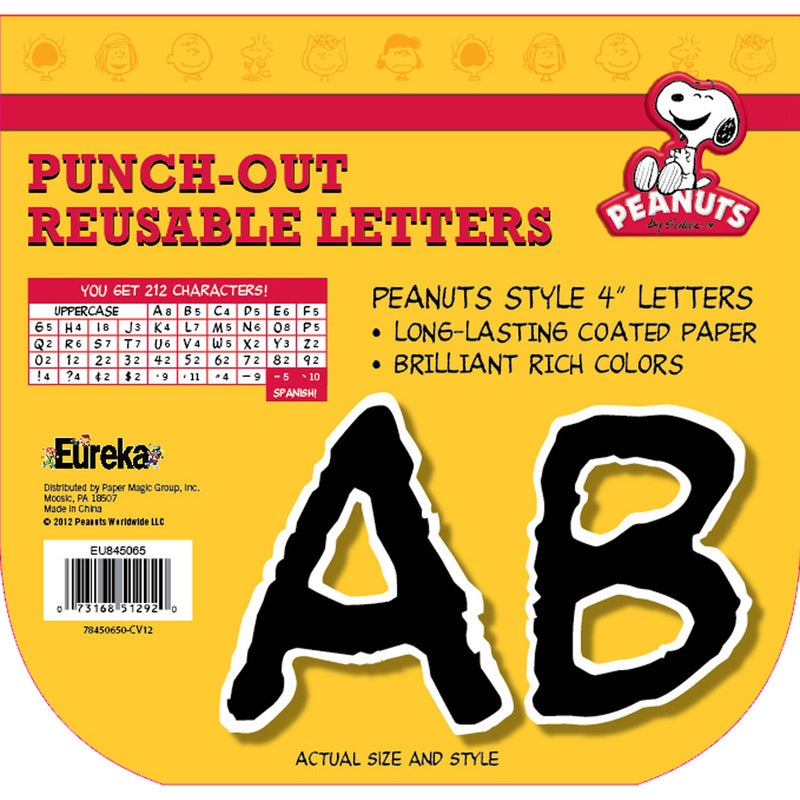 (3 Pk) Peanuts Deco Letters Black