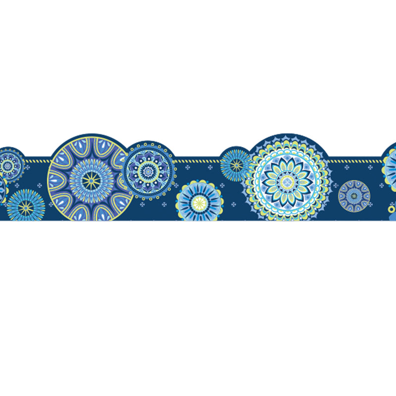 (6 Pk) Blue Harmony Mandala Ex Wide Trim Die Cut Deco