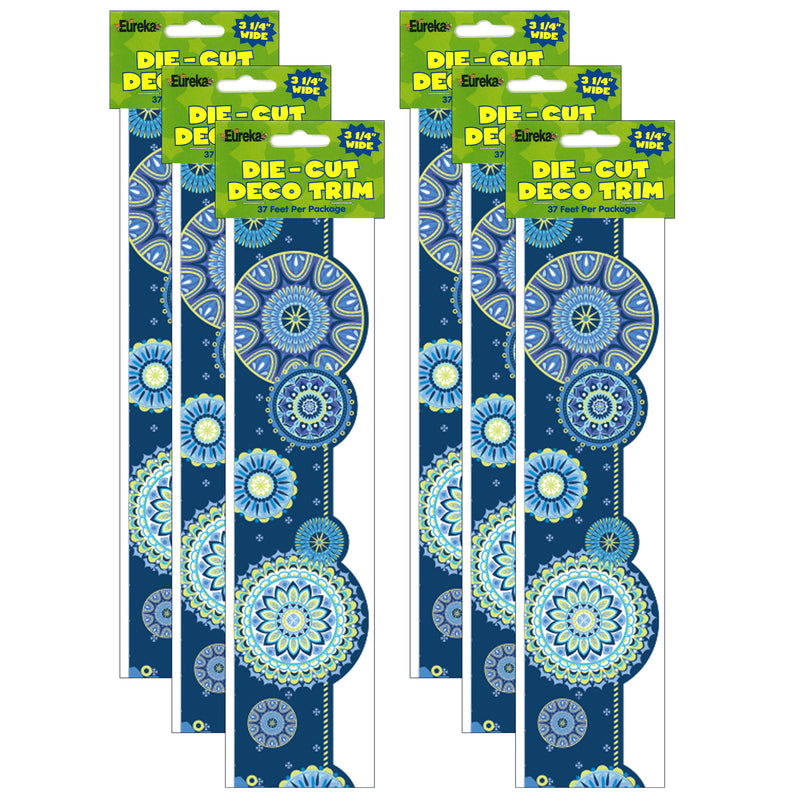 (6 Pk) Blue Harmony Mandala Ex Wide Trim Die Cut Deco