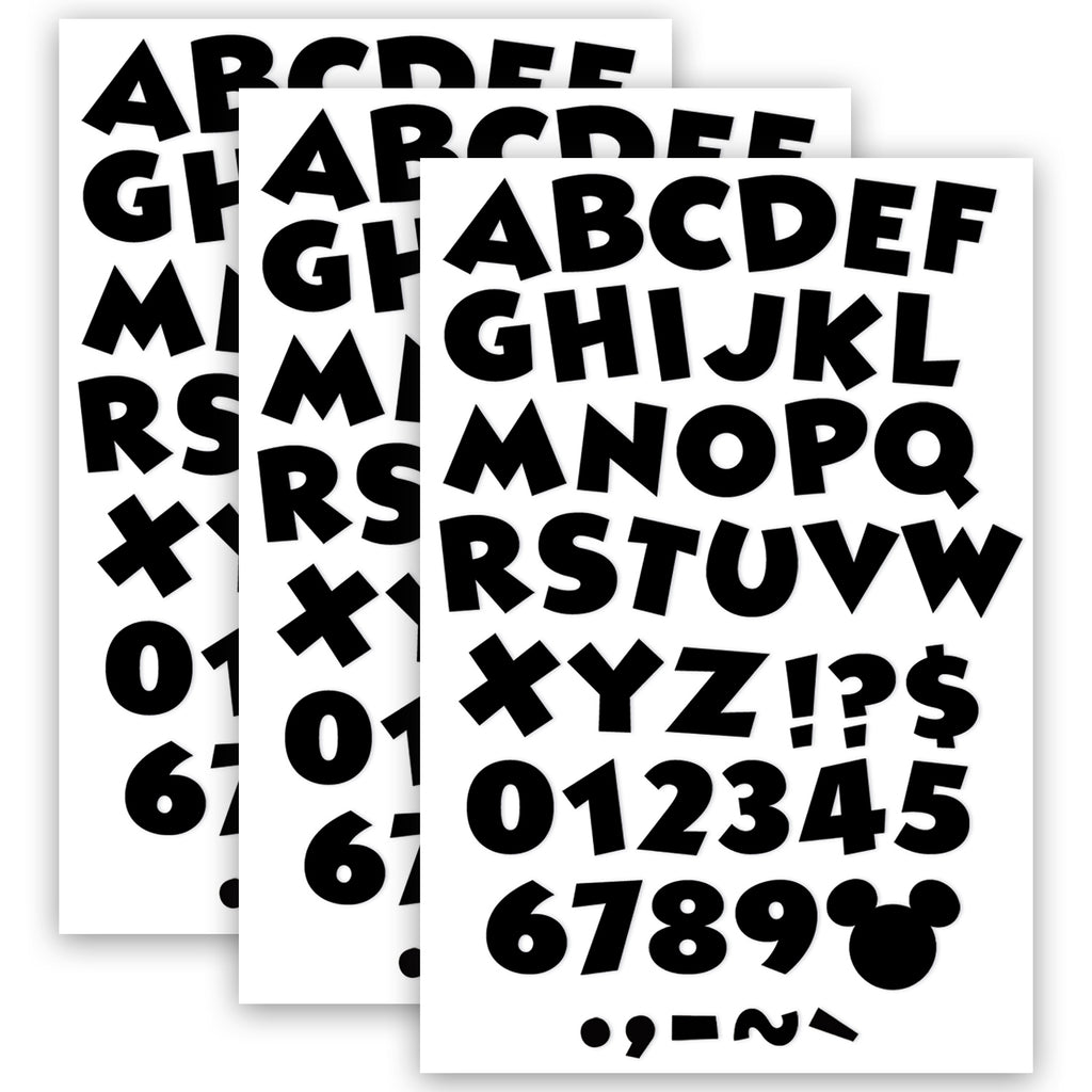 (3 Pk) Mickey Black Deco Letters