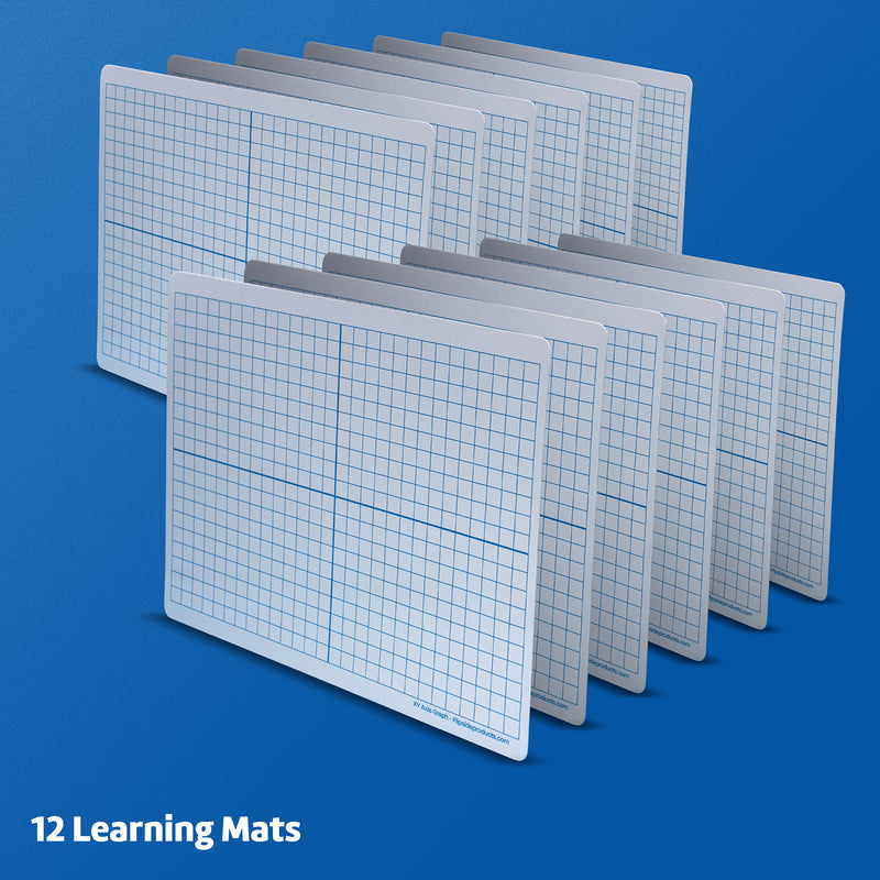 Dry Erase Learning Mat, Two-Sided XY Axis-Plain, 9" x 12", Pack of 12