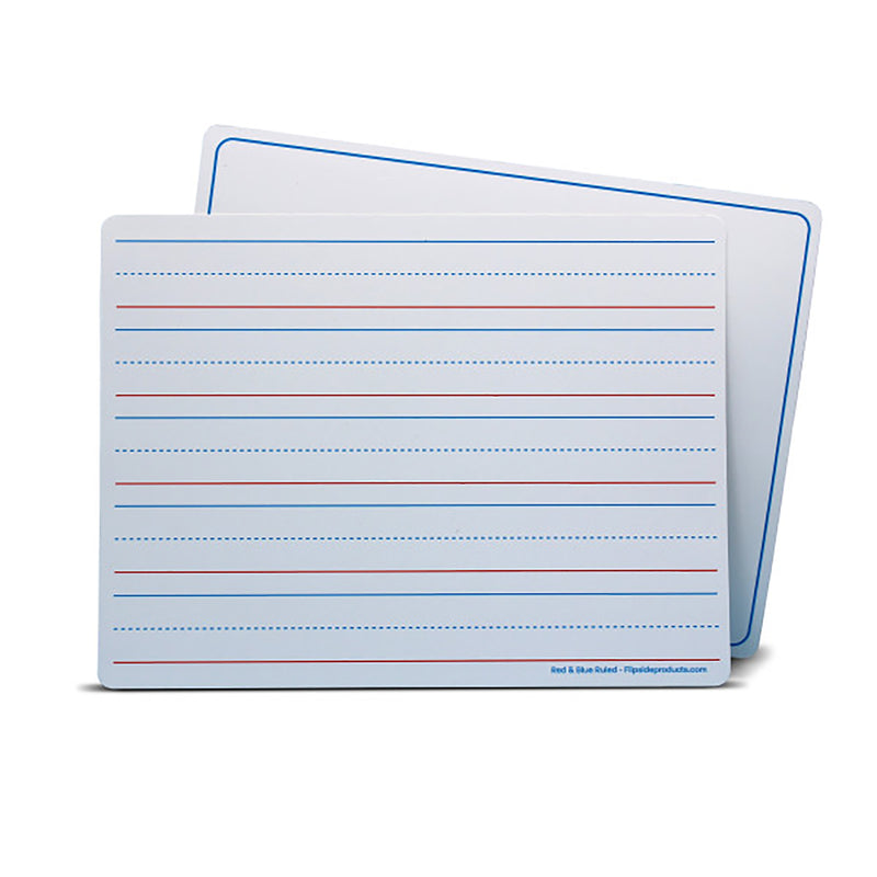 Dry Erase Learning Mat, Two-Sided Red & Blue Ruled-Plain, 9" x 12", Pack of 48