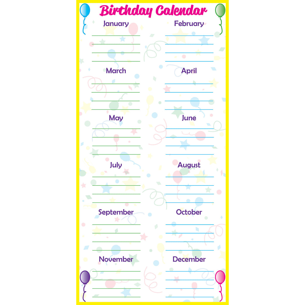 Low-tac Birthday Calendar Vertical