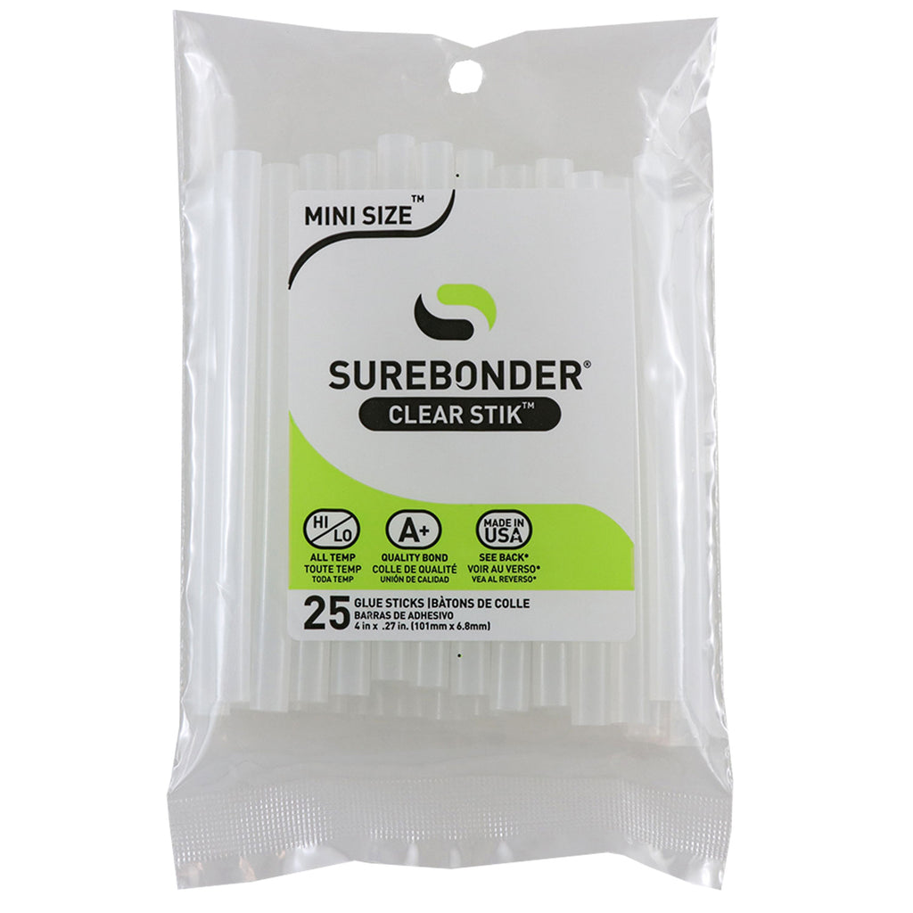 Mini Clear Hot Glue Stick 25 Pk Size 4 Dual Temp Surebonder