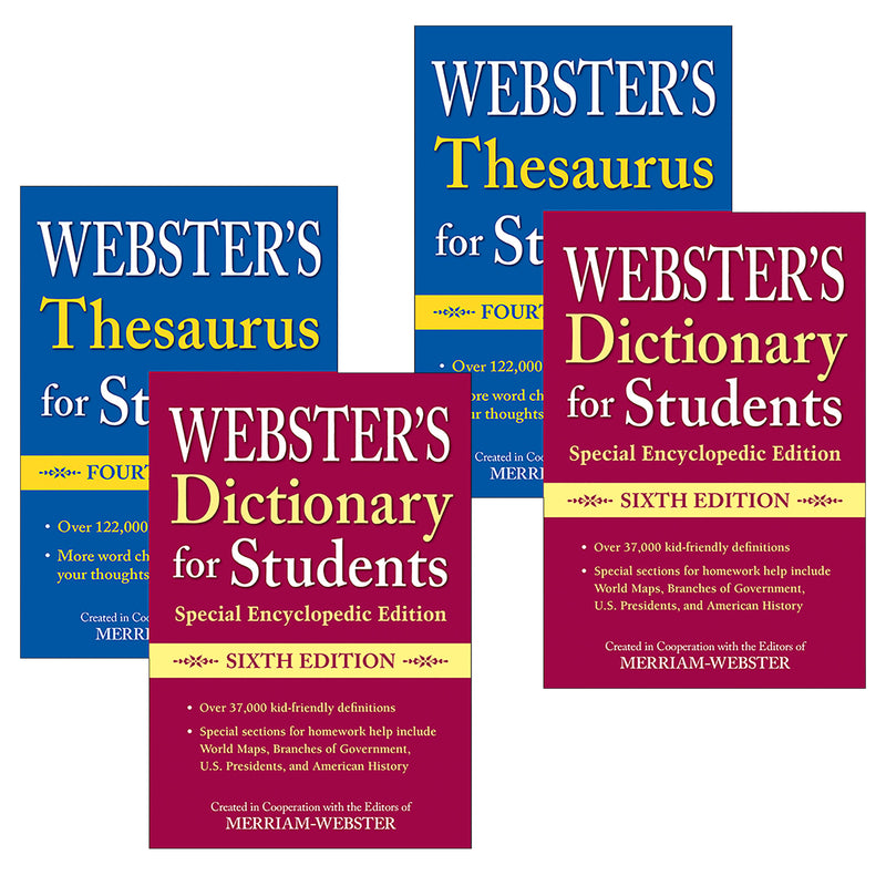 (2 St) Websters Dictionary Thesaurus Set For Students