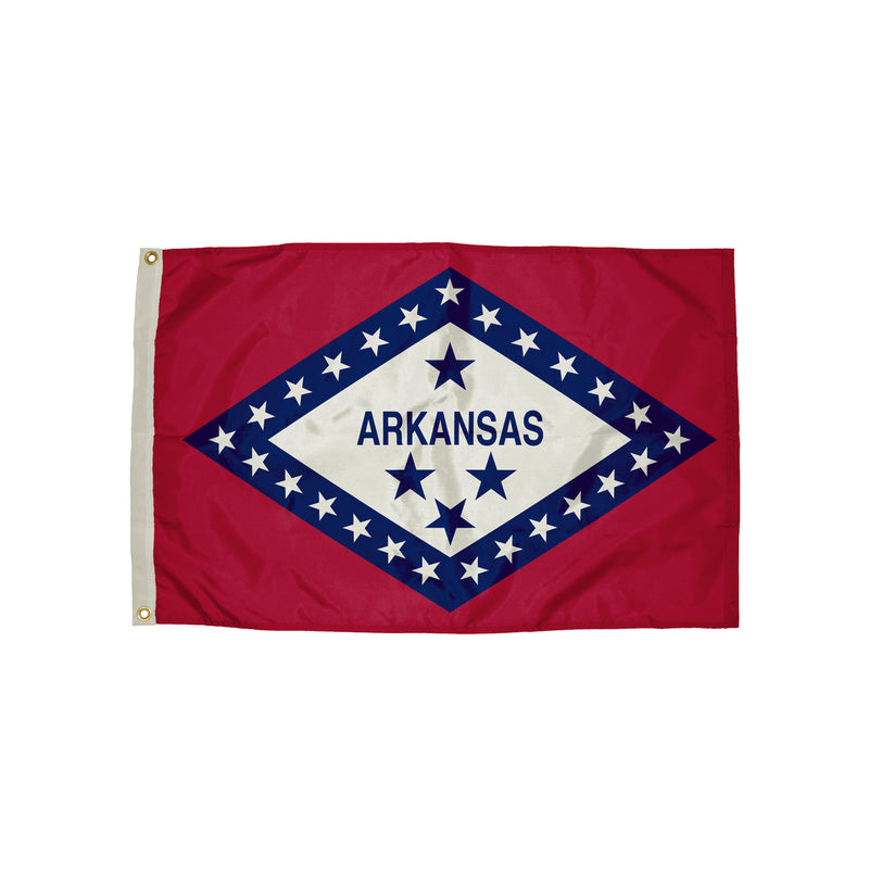 3x5 Nylon Arkansas Flag Heading & Grommets