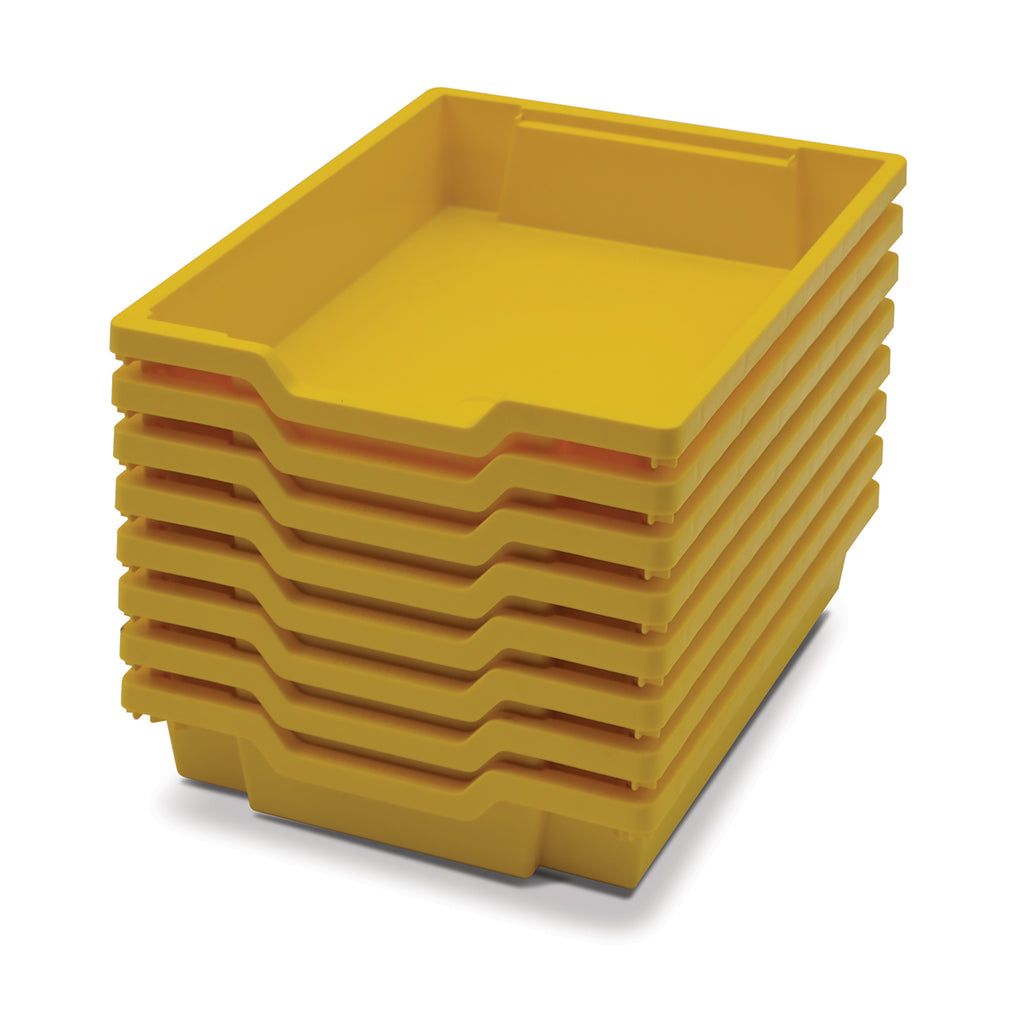 Shallow F1 Tray, Sunshine Yellow, 12.3" x 16.8" x 3", Heavy Duty School, Industrial & Utility Bins, Pack of 8