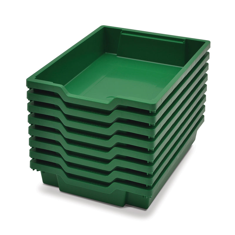 Shallow F1 Tray, Grass Green, 12.3" x 16.8" x 3", Heavy Duty School, Industrial & Utility Bins, Pack of 8