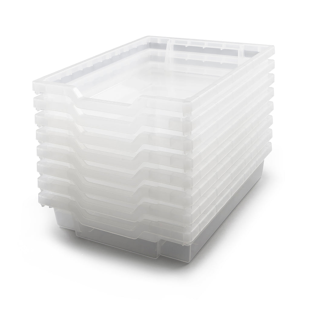 Shallow F1 Tray, Translucent, 12.3" x 16.8" x 3", Heavy Duty School, Industrial & Utility Bins, Pack 8